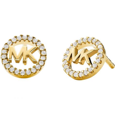 gold michael kors signature earrings|Michael Kors gold necklace.